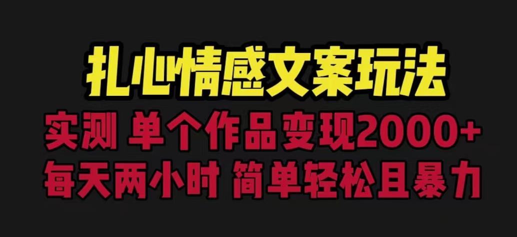 扎心情感文案玩法，单个作品变现5000+，一分钟一条原创作品，流量爆炸【揭秘】_海蓝资源库