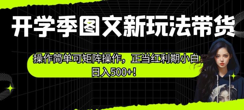 开学季图文新玩法带货，操作简单可矩阵操作，正当红利期小白日入500+！【揭秘】_海蓝资源库