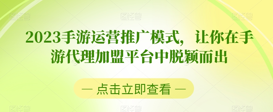 2023手游运营推广模式，让你在手游代理加盟平台中脱颖而出_海蓝资源库