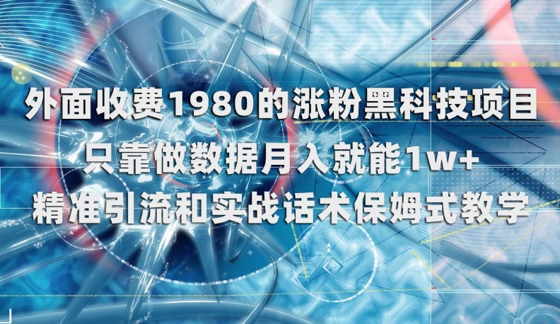 外面收费1980的涨粉黑科技项目，只靠做数据月入就能1w+【揭秘】_海蓝资源库