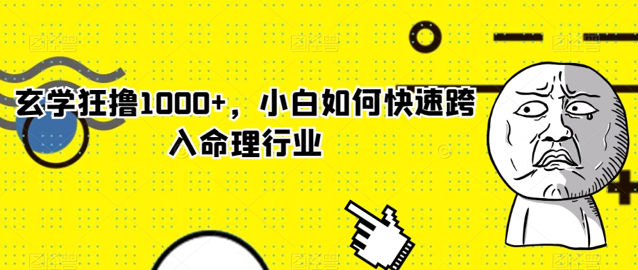 玄学狂撸1000+，小白如何快速跨入命理行业【揭秘】_海蓝资源库