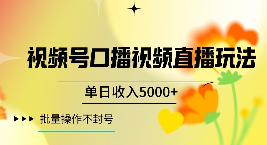 视频号囗播视频直播玩法，单日收入5000+，批量操作不封号【揭秘】_海蓝资源库