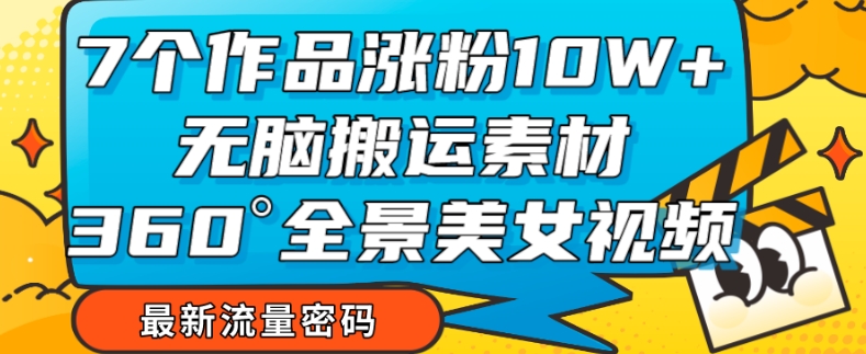 7个作品涨粉10W+，无脑搬运素材，全景美女视频爆款玩法分享【揭秘】_海蓝资源库