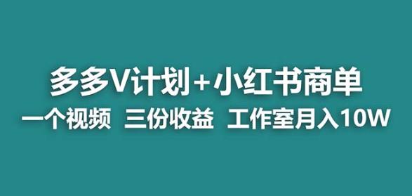 【蓝海项目】多多v计划+小红书商单一个视频三份收益工作室月入10w_海蓝资源库