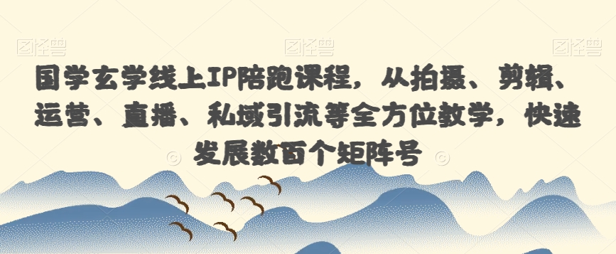 国学玄学线上IP陪跑课程，从拍摄、剪辑、运营、直播、私域引流等全方位教学，快速发展数百个矩阵号_海蓝资源库