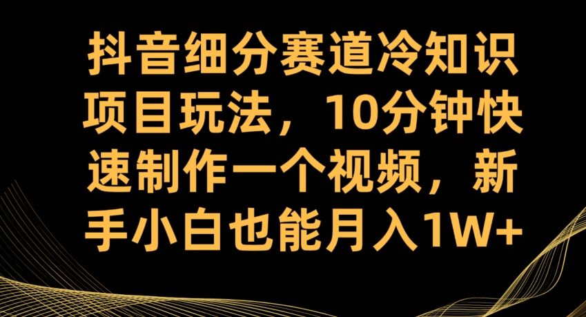 抖音细分赛道冷知识项目玩法，10分钟快速制作一个视频，新手小白也能月入1W+【揭秘】_海蓝资源库