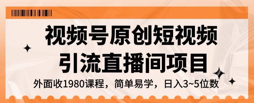 视频号原创短视频引流直播间项目，日入3~5五位数【揭秘】_海蓝资源库