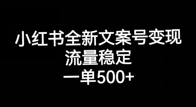 小红书全新文案号变现，流量稳定，一单收入500+_海蓝资源库