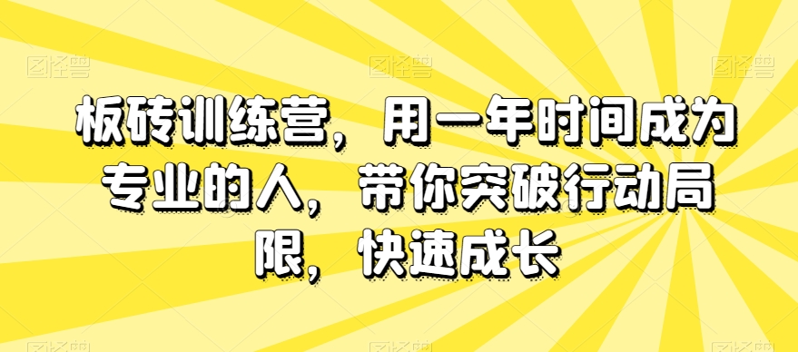 板砖训练营，用一年时间成为专业的人，带你突破行动局限，快速成长_海蓝资源库