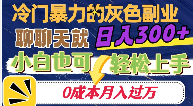 冷门暴利的副业项目，聊聊天就能日入300+，0成本月入过万【揭秘】_海蓝资源库