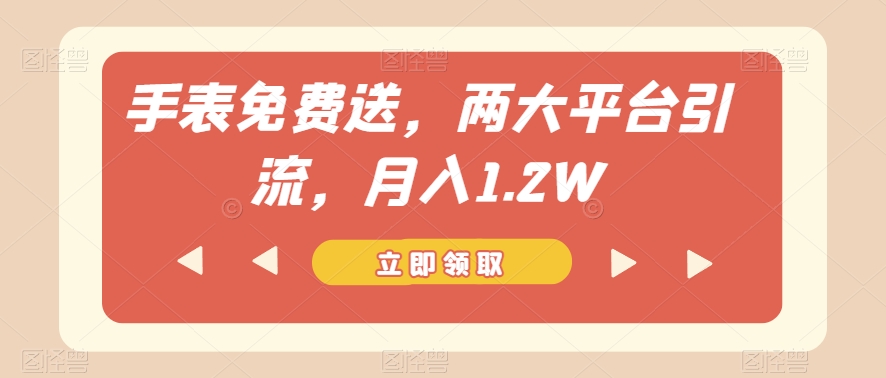 手表免费送，两大平台引流，月入1.2W【揭秘】_海蓝资源库