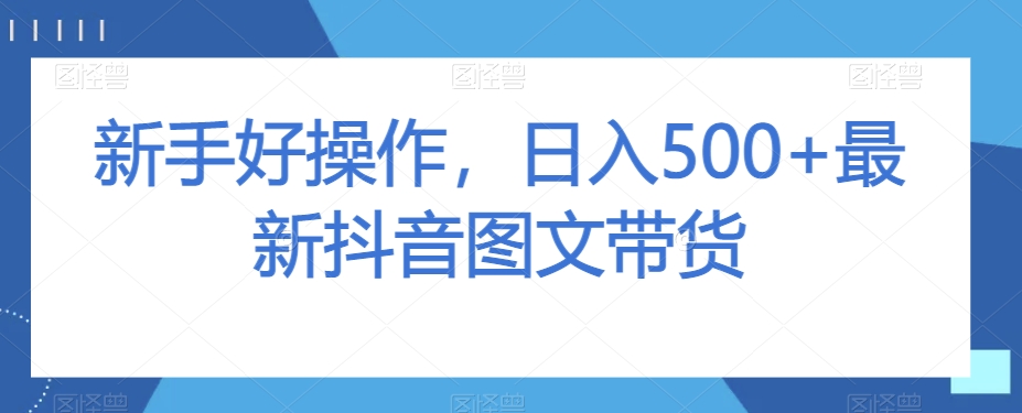 新手好操作，日入500+最新抖音图文带货【揭秘】_海蓝资源库