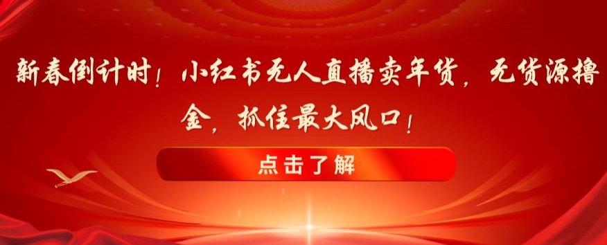 新春倒计时！小红书无人直播卖年货，无货源撸金，抓住最大风口【揭秘】_海蓝资源库