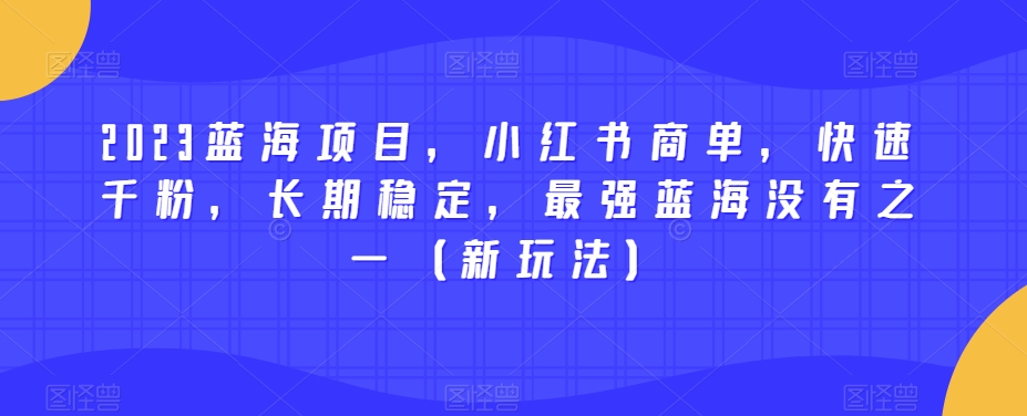 2023蓝海项目，小红书商单，快速千粉，长期稳定，最强蓝海没有之一（新玩法）_海蓝资源库