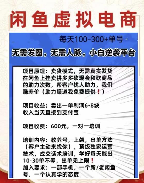 外边收费600多的闲鱼新玩法虚似电商之拼多多助力项目，单号100-300元_海蓝资源库