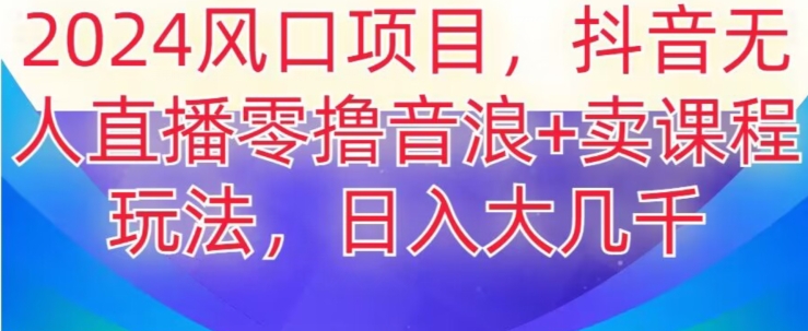 2024风口项目，抖音无人主播撸音浪+卖课程玩法，日入大几千【揭秘】_海蓝资源库