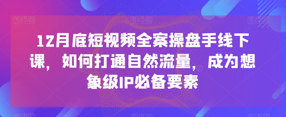 12月底短视频全案操盘手线下课，如何打通自然流量，成为想象级IP必备要素_海蓝资源库