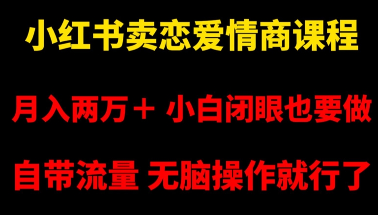 小红书卖恋爱情商课程，月入两万＋，小白闭眼也要做，自带流量，无脑操作就行了【揭秘】_海蓝资源库