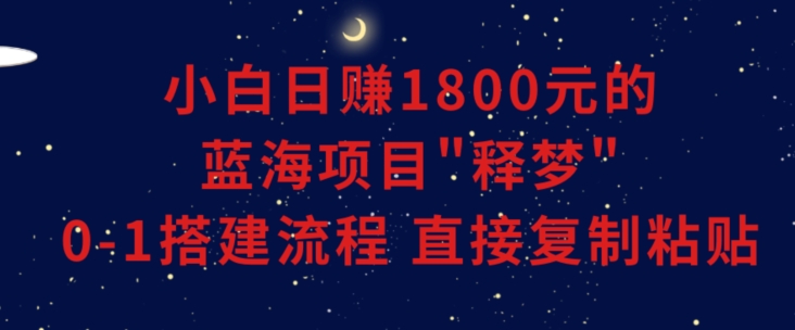 小白能日赚1800元的蓝海项目”释梦”0-1搭建流程可直接复制粘贴长期做【揭秘】_海蓝资源库