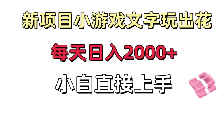 新项目小游戏文字玩出花日入2000+，每天只需一小时，小白直接上手【揭秘】_海蓝资源库