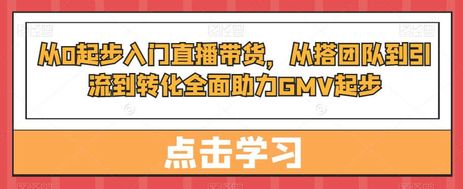 从0起步入门直播带货，​从搭团队到引流到转化全面助力GMV起步_海蓝资源库