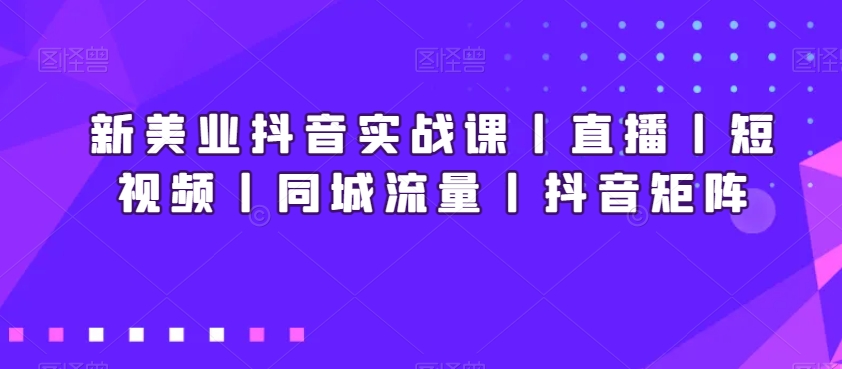 新美业抖音实战课丨直播丨短视频丨同城流量丨抖音矩阵_海蓝资源库