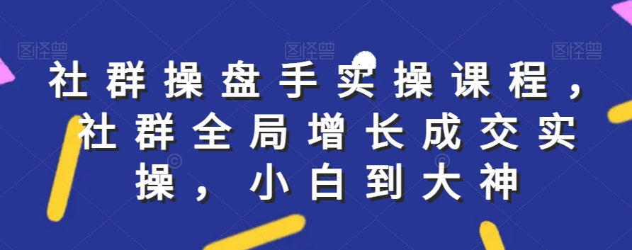 社群实操课程，社群全局增长成交实操，小白到大神_海蓝资源库