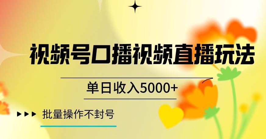 视频号囗播视频直播玩法，单日收入5000+，批量操作不封号【揭秘】_海蓝资源库