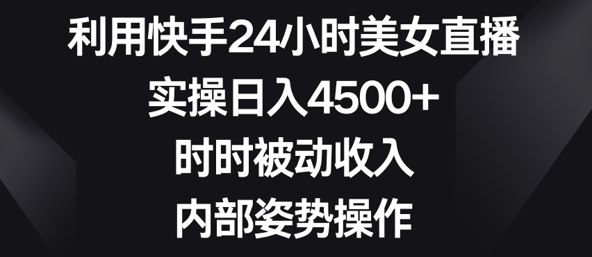 利用快手24小时美女直播，实操日入4500+，时时被动收入，内部姿势操作【揭秘】_海蓝资源库