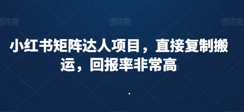 小红书矩阵达人项目，直接复制搬运，回报率非常高_海蓝资源库