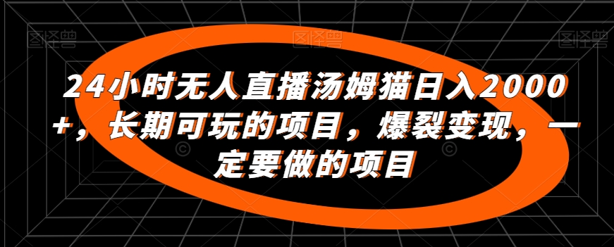 24小时无人直播汤姆猫日入2000+，长期可玩的项目，爆裂变现，一定要做的项目【揭秘】_海蓝资源库