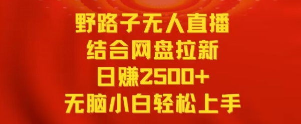 野路子无人直播结合网盘拉新，日赚2500+，小白无脑轻松上手【揭秘】_海蓝资源库