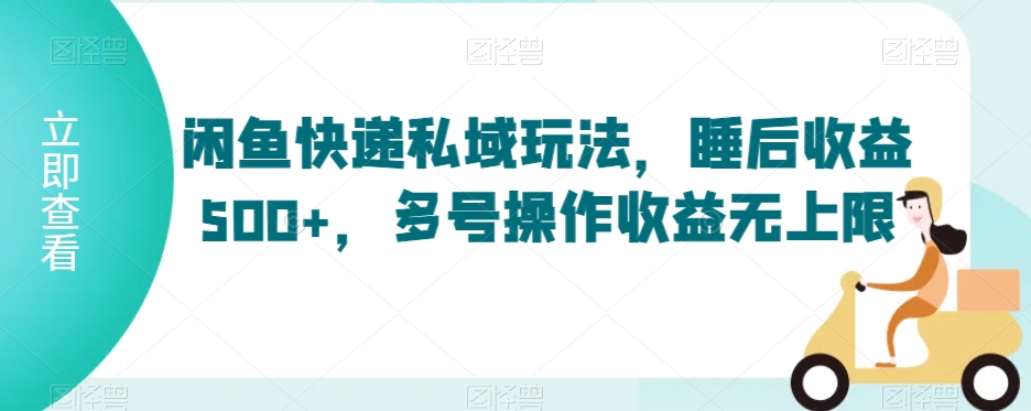 闲鱼快递私域玩法，睡后收益500+，多号操作收益无上限【揭秘】_海蓝资源库