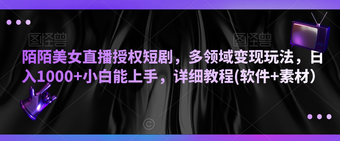 陌陌美女直播授权短剧，多领域变现玩法，日入1000+小白能上手，详细教程(软件+素材）【揭秘】_海蓝资源库