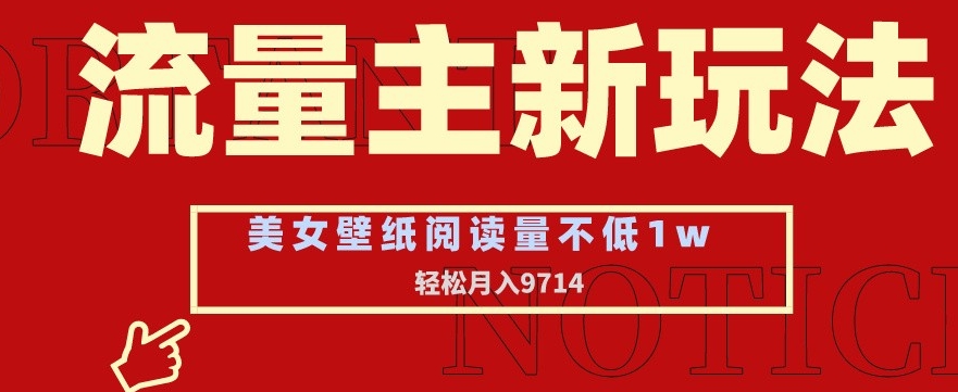 流量主新玩法，美女壁纸和头像，阅读量不低于1w，月入9741【揭秘】_海蓝资源库