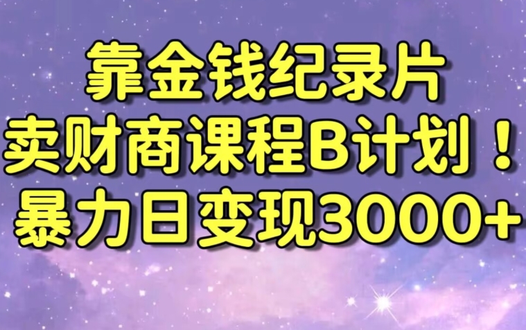 财经纪录片联合财商课程的变现策略，暴力日变现3000+，喂饭级别教学【揭秘】_海蓝资源库