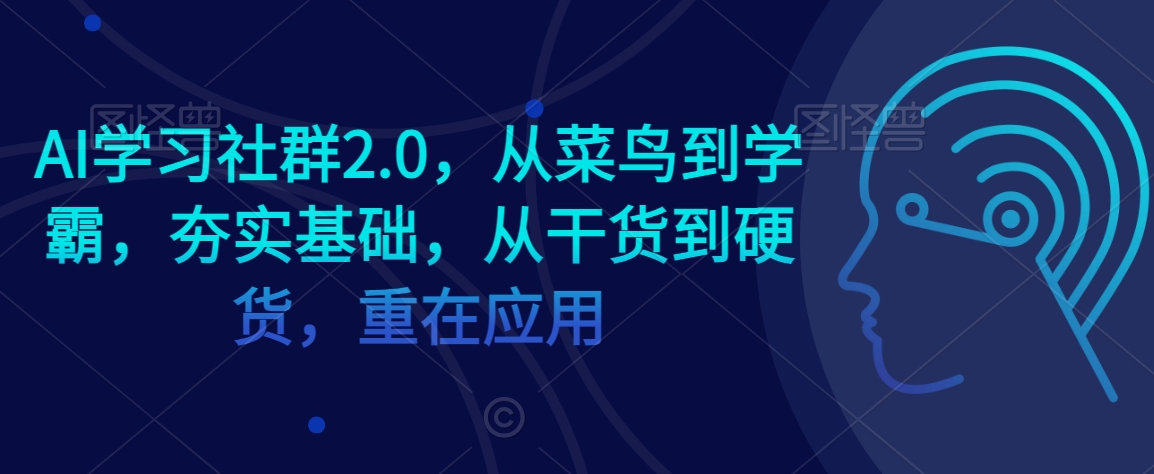 AI学习社群2.0，从菜鸟到学霸，夯实基础，从干货到硬货，重在应用_海蓝资源库