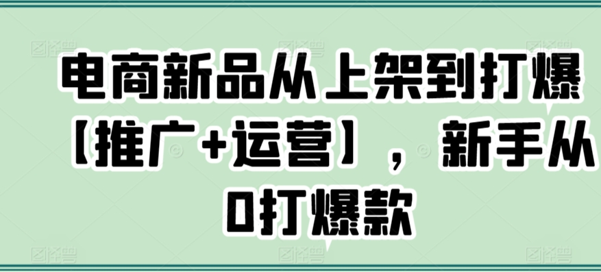 电商新品从上架到打爆【推广+运营】，新手从0打爆款_海蓝资源库