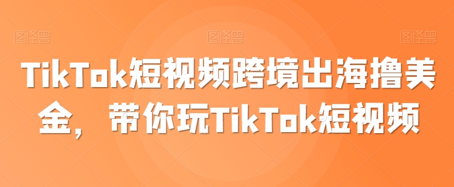 TikTok短视频跨境出海撸美金，带你玩TikTok短视频_海蓝资源库