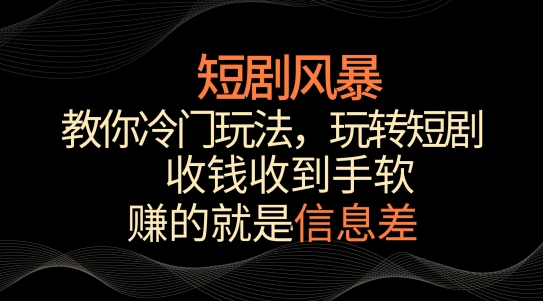 短剧风暴，教你冷门玩法，玩转短剧，收钱收到手软【揭秘】_海蓝资源库