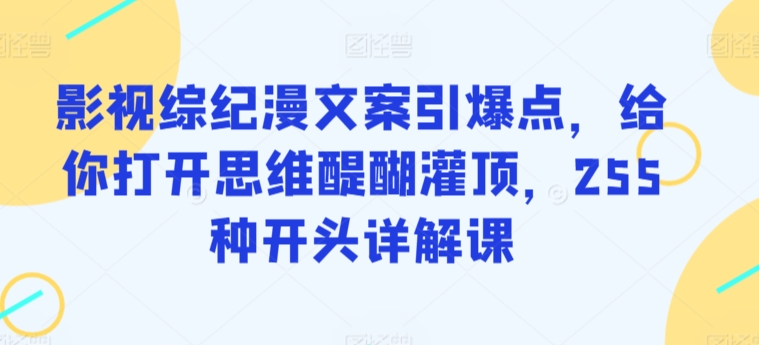 影视综纪漫文案引爆点，给你打开思维醍醐灌顶，255种开头详解课_海蓝资源库