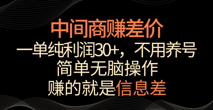 中间商赚差价，一单纯利润30+，简单无脑操作，赚的就是信息差，轻轻松松日入1000+【揭秘】_海蓝资源库