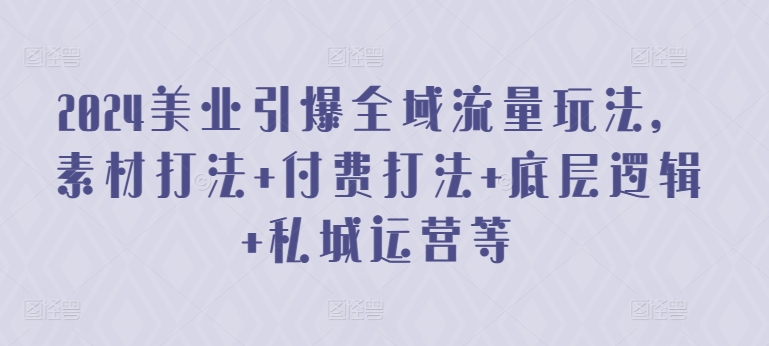 2024美业引爆全域流量玩法，素材打法 付费打法 底层逻辑 私城运营等_海蓝资源库