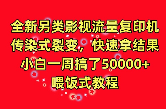 全新另类影视流量复印机，传染式裂变，快速拿结果，小白一周搞了50000+，喂饭式教程【揭秘】_海蓝资源库