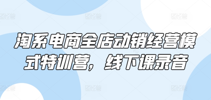 淘系电商全店动销经营模式特训营，线下课录音_海蓝资源库