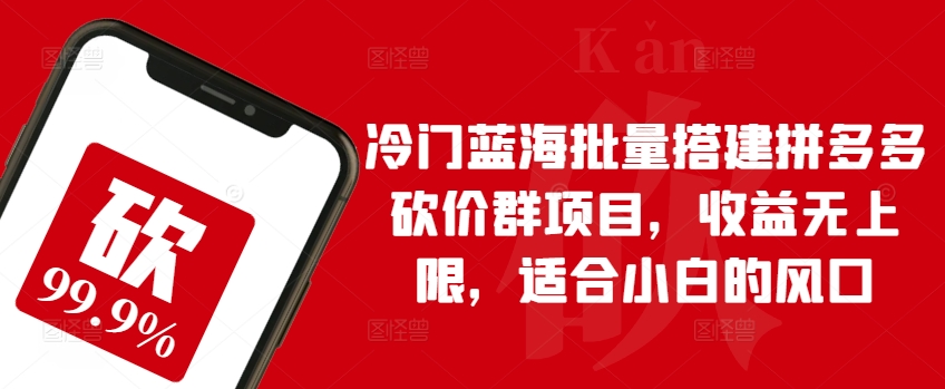 冷门蓝海批量搭建拼多多砍价群项目，收益无上限，适合小白的风口【揭秘】_海蓝资源库