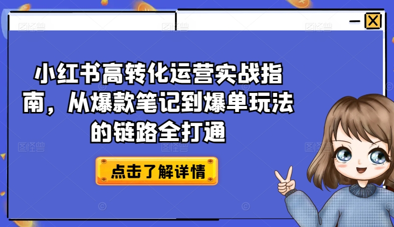 小红书高转化运营实战指南，从爆款笔记到爆单玩法的链路全打通_海蓝资源库