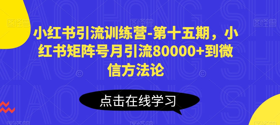 小红书引流训练营-第十五期，小红书矩阵号月引流80000+到微信方法论_海蓝资源库