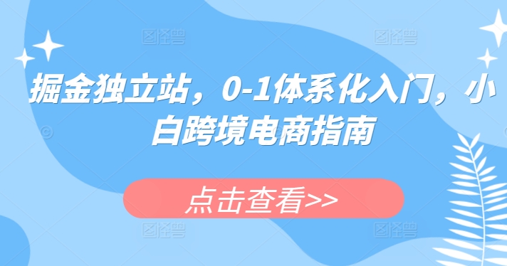 掘金独立站，0-1体系化入门，小白跨境电商指南_海蓝资源库