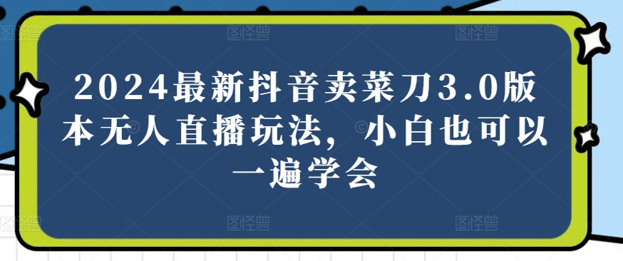 2024最新抖音卖菜刀3.0版本无人直播玩法，小白也可以一遍学会【揭秘】_海蓝资源库